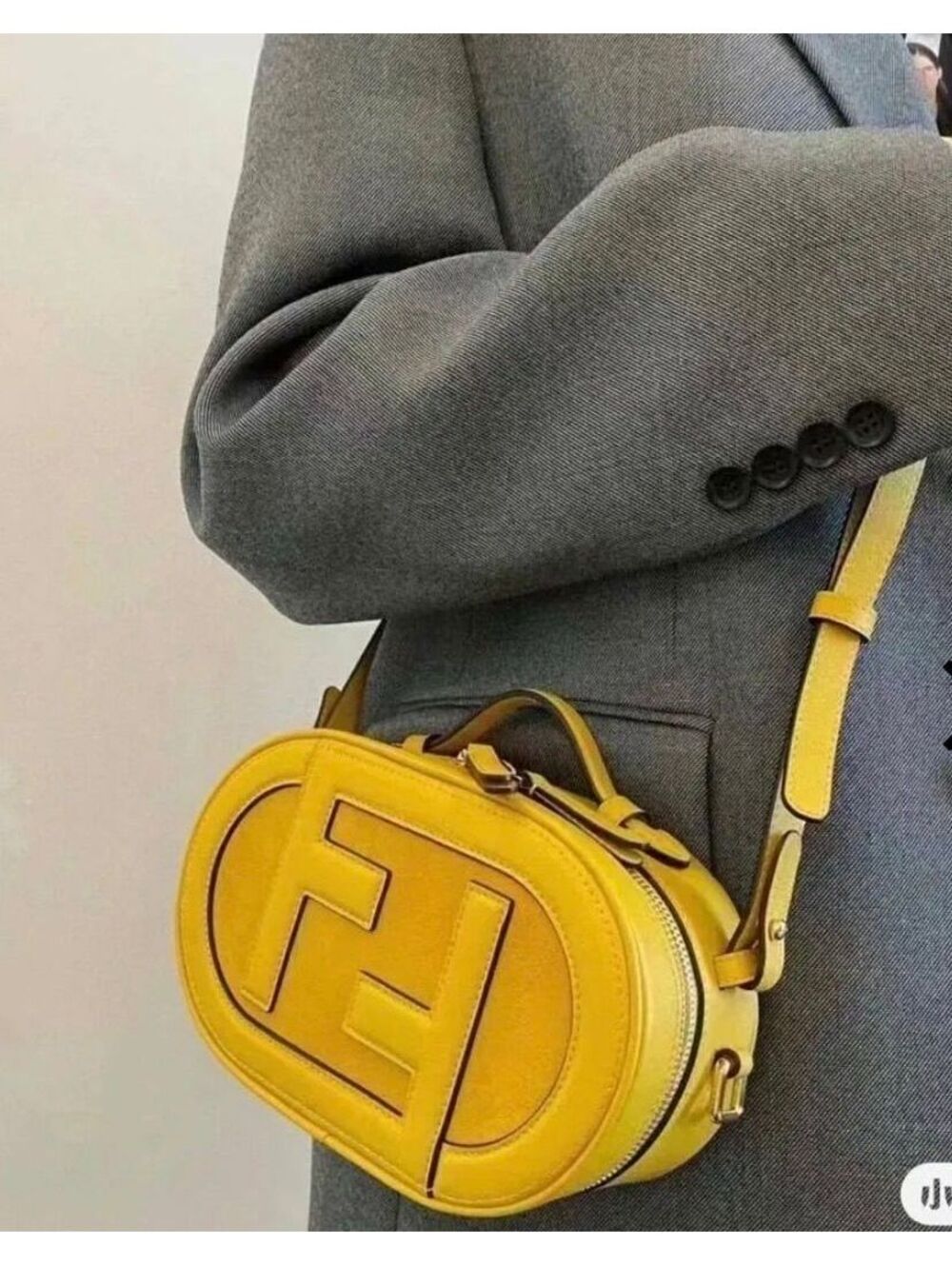 FENDI Orlock Camera Case Small Handbag Crossbody Calfskin Yellow *see notes